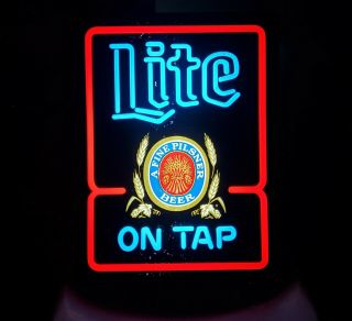 Vintage Miller Lite Beer Neon Sign Light Lamp Bar Decor Man Cave