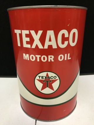 Vintage 1962 Texaco 5 Quart Motor Oil Can Full Old Stock All Metal