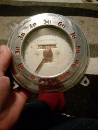 Vintage 1937 Oldsmobile Speedometer Gauge " Safety First " Spark Plug Co.