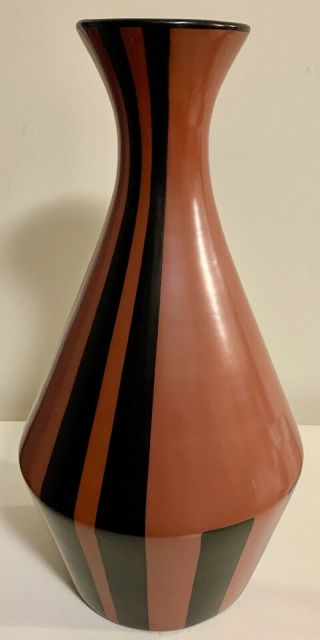 Fabulous Chulucanas Peru Pottery Handmade Modern Striped Vase 14”h