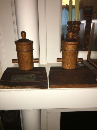 Uss Constitution Bookend Set Made From Material Taken From The Ship