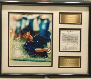 Tiger Woods Official Grand Slam Champion Framed Photo Plaque Rare Vintage