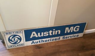 Vintage British Leyland Austin Mg Sports Car Service Gas Station Metal Sign