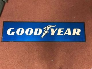 1970’s Goodyear Tires 2 Sided Metal Dealer Sign 48” Long