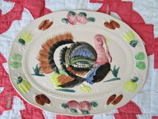 Vintage Turkey Platter,  Made In Japan,  Hand Painted,  Lovely Shape