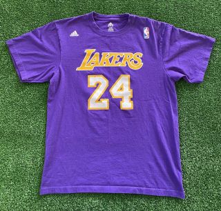 Adidas Kobe Bryant 24 Los Angeles Lakers Jersey Style T - Shirt Vtg Men 
