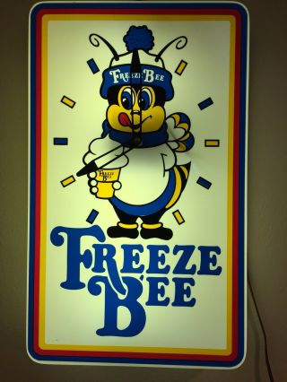 Freeze Bee Ice Cream Light Up Sign & Clock