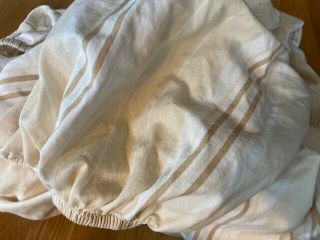 PB Pottery Barn KING FITTED bottom sheet Neutral Stripes 3