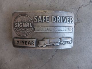 Vintage 1950 Signal Oil Gas Safe Driver Award Belt Buckle Trucker Trucking