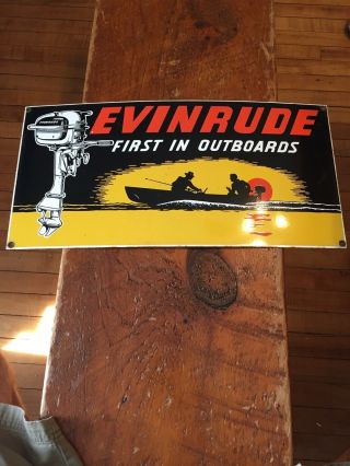 Vintage Evinrude Outboard Motor Marine Boat18 " Porcelain Metal Gasoline Oil Sign