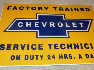 Vintage Chevrolet Bowtie Car Truck Service 14 " Porcelain Metal Gasoline Oil Sign