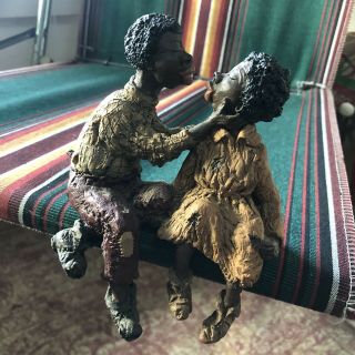 Vintage June Mckenna Figurine African American Couple Kissing Shelf Sitter 1982
