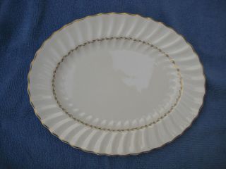 Vintage Royal Doulton Adrian Oval Platter 12 1/2 " H.  4816 White With Gold Trim