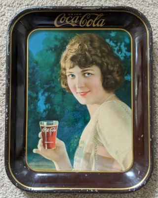 Coca Cola 1924 Tray,  Brown Rim.  Coke Tin