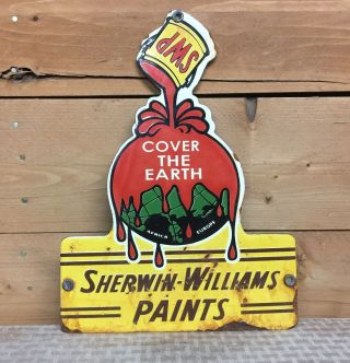 Rare Vintage Porcelain Sherwin - Williams Paints Enamel Sign Size 12 " X 9 "