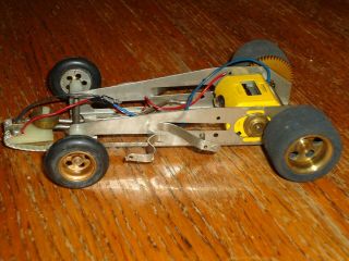 1/24 Unknown Chassis,  K&b 36d,  Good Looking Gold Wheels Vintage Slot Car Runs