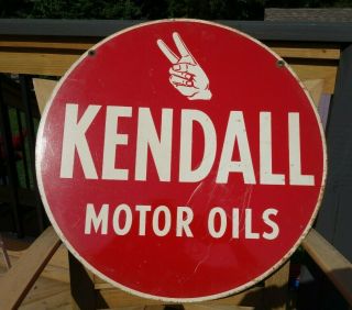 Vintage Kendall Lollipop Motor Oil Sign Double Sided 24 "