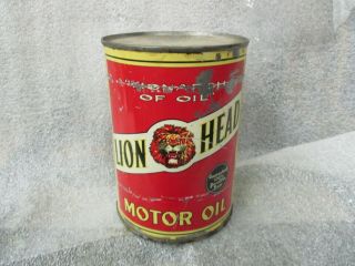 Early Lion Head Motor Oil Quart Metal Can Gilmore Oil Co.