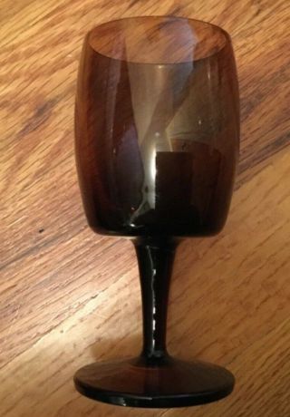 Vintage Set Of 6 Accent Brown By Gorham Crystal Stemmed Wine Glasses