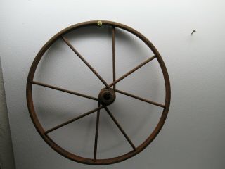 Old Vintage Antique Primitive Steel Spoke Farm Garden Cart Rustic Wheel
