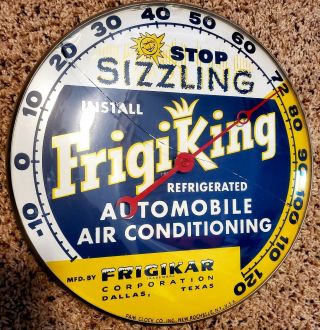 Vintage Frigiking Frigikar Wall Thermometer Advertising Pam Clock Co.