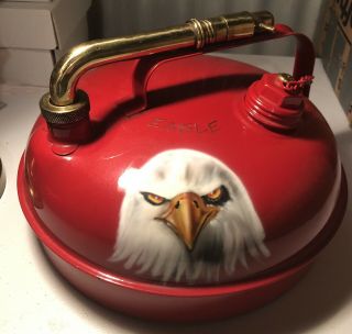 Vintage Rare Eagle 2 Gallon Metal Gas Can With Brass Swivel Spout Restored