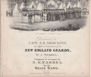 1837 SHEET MUSICK SIGOURNEY ' S QUICK STEP ENGLAND GUARDS CAMP AT WOBURN MA 3