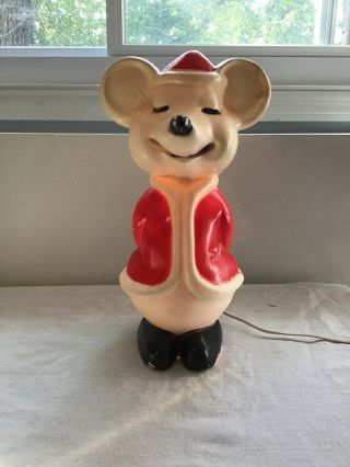 Vintage Christmas Santa Mouse Blow Mold Holiday Decoration Union Products 15”