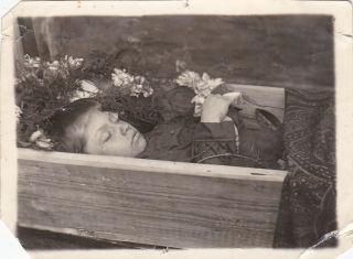 1950s Post Mortem Dead Boy Child Coffin Cadaver Funeral Corpse Old Russian Photo