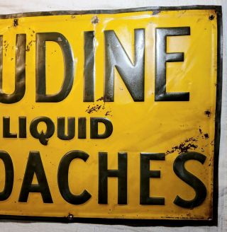 RARE EMBOSSED CAPUDINE LIQUID FOR HEADACHES LARGE PAINTED TIN SIGN SPRINGFIELD,  O 3