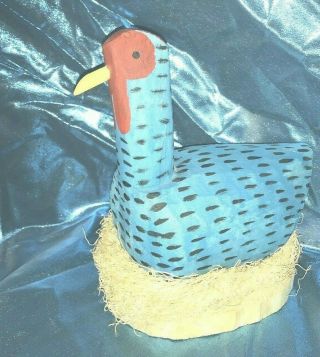 Lulu Herbert Navajo Artist Hand Painted Wood Carved Bird Chicken Figure