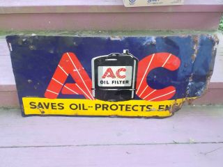 Vintage Ac Oil Filter Tin Sign 1939