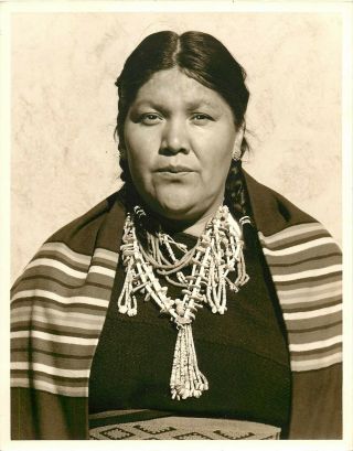 Vintage Photo Of Native American Woman (navajo? Hopi?) Jewelry