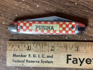 Vintage Advertising Purina Checkerboard 2 Blade Pocket Knife By Bayes Usa