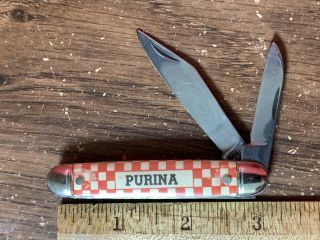 Vintage Advertising Purina Checkerboard 2 Blade Pocket Knife By Bayes USA 2