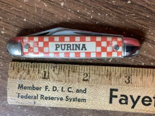 Vintage Advertising Purina Checkerboard 2 Blade Pocket Knife By Bayes USA 3