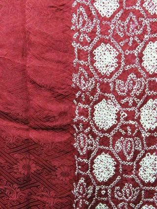 01vbcf 2070 Silk Fabric Vintage Japanese Kimono Hand Stitched Shibori