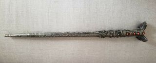 Antique Sterling Silver Coral Turkish Ottoman Bichaq Yatughan Sword And Sheath
