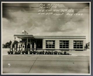 1949 Miami Florida Hi Li Service Station Sinclair Oil Gas Pumps Photograph 36 St