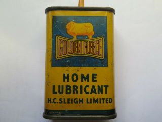 Golden Fleece Petrol Oil Home Lubricant Handy Oiler 4 Fluid Ounce Tin C1940s