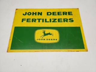 Vintage John Deere Fertilizer Metal Sign Farm Agriculture Advertising 26 " X 18 "