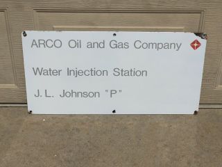 Rare.  Vintage.  Arco.  Oil & Gas Co.  Red Spark Logo.  Porcelain Oil Well Lease Sign