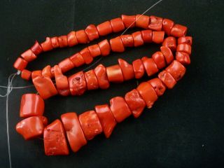 24 Inches Pure Large Tibetan Red Coral Beads Prayer Necklace E091