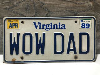 Virginia License Plate Personalized Va Vintage Wow Dad