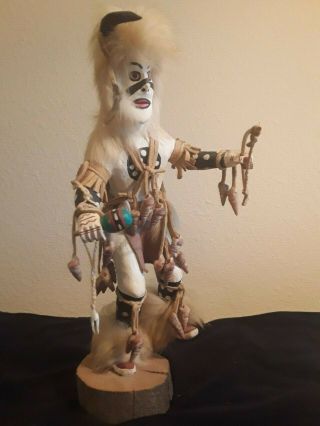Vintage Native American White Buffalo Kachina Doll Signed By Artist