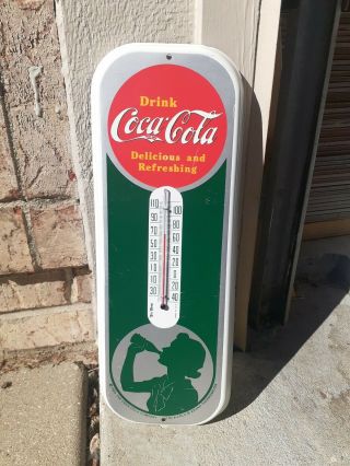 C.  1984 Vintage Coca - Cola Advertising Thermometer Metal Sign Usa,  Great