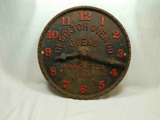 Rare Antique Despatch Oven Co.  Heavy Cast Iron Clock - Advertising Sign