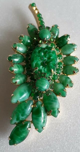 Vintage Turquoise Brooch Pin Gold Tone Green Size - 3 " Long
