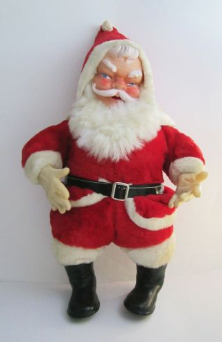 1950’s Vintage Christmas Rushton Rubber Face Santa Claus Plush Stuffed Doll 24 "