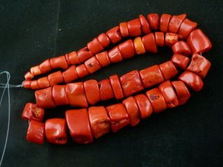 24 Inches Unusual Pure Large Tibetan Red Coral Beads Prayer Necklace D082